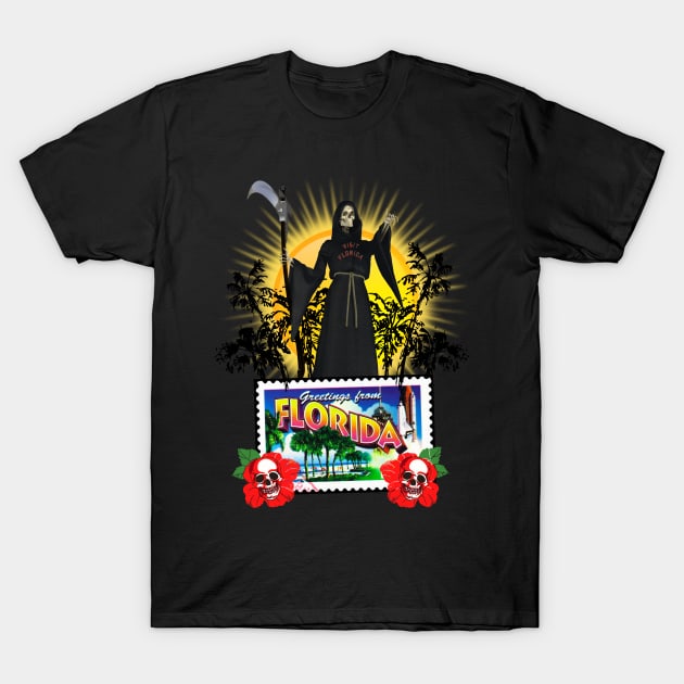 Greetings From Florida Grim Reaper T-Shirt by TJWDraws